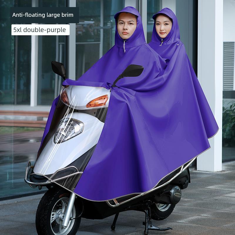 Raincoat for Electric Vehicles, Enlarged and Thickened, for Single or Double Riders, Unisex, Long Version, Full-Body Storm-Proof Poncho