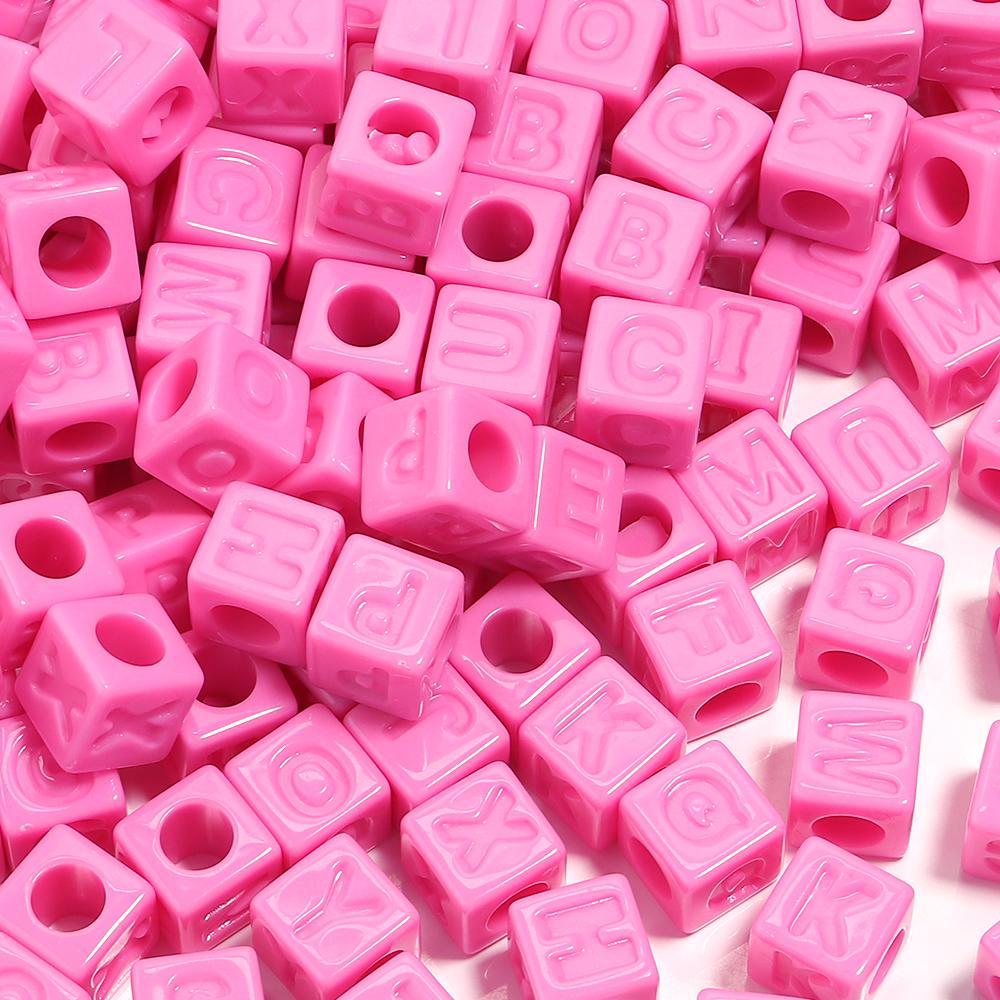 50pcs/lot 12mm Acrylic Square Alphabet Beads Solid Color Large Hole Loose Letter Beads For DIY Handcraft Bracelet Necklace
