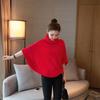 Plus Size Autumn Knit Shawl Sweater - Versatile Wool Cape with Patchwork Design