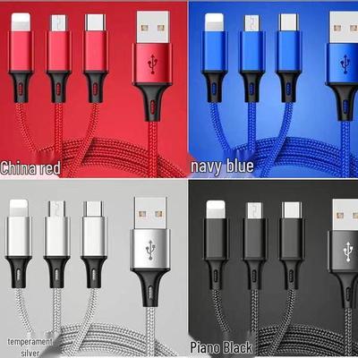 2.8A Braided Fast Charging Three-in-One Multi-Function Data Cable