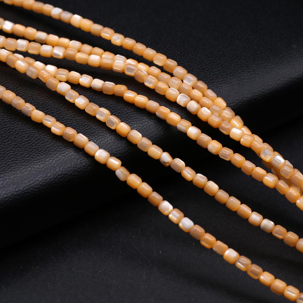 1Strand Natural Freshwater Shell Beads 3.5×3.5mm,Square Coloured Shell Loose Spacer Beads for Jewelry Making DIY Bracelet Accessories Beading 38cm