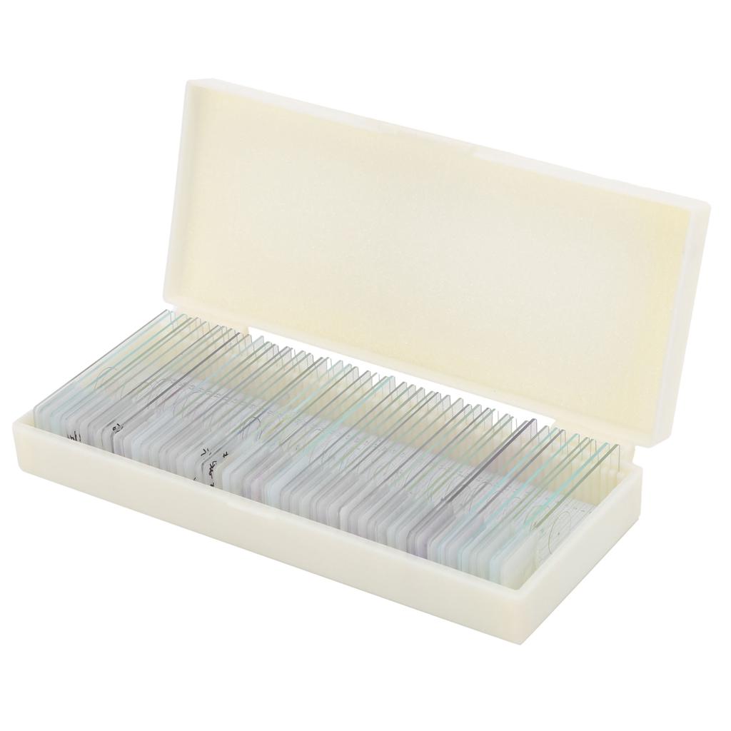 50 szt. Gotowe szkiełka mikroskopowe z próbkami mikrobiologicznymi w pudełku do przechowywania