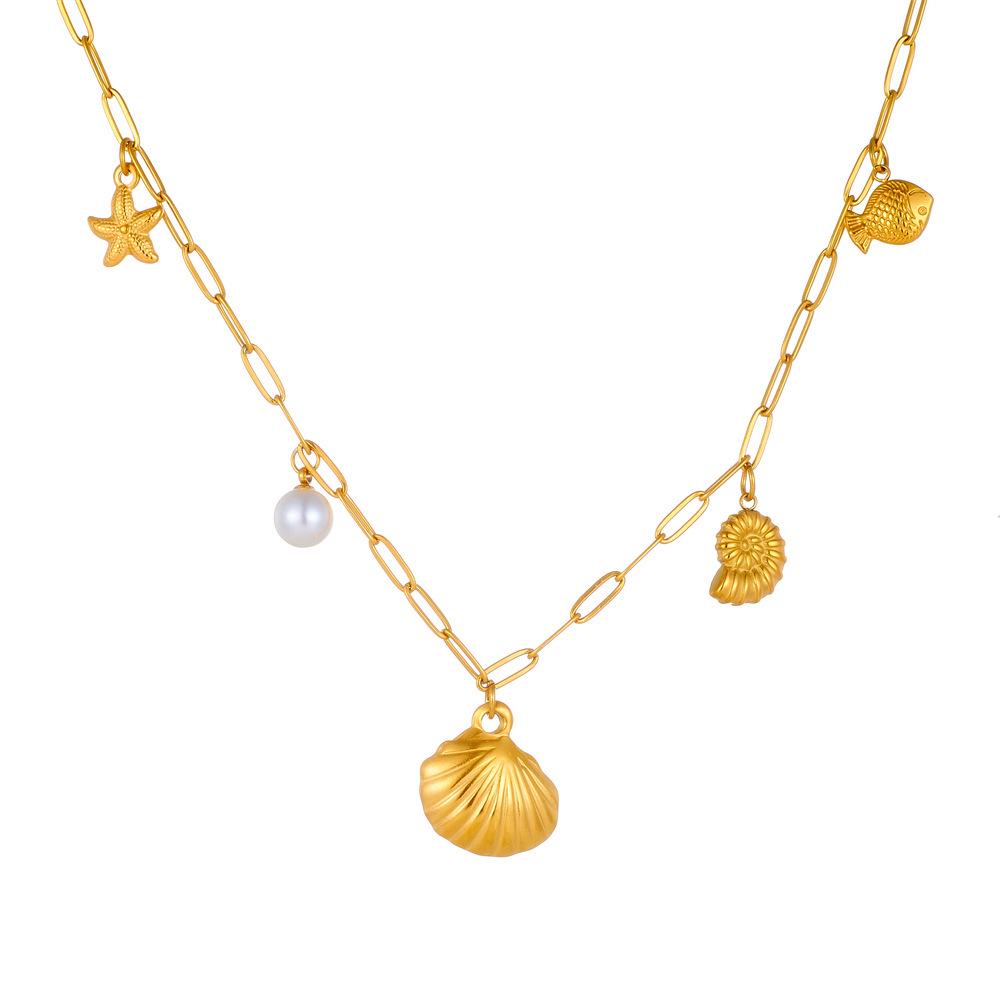 Summer Ocean Beach Marine Life Pearl & Shell Pendant Necklaces - Colorfast & Stylish