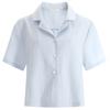 Shop   Women Collar Neck Semi Crop Plain Short Sleeve Blouse Shirt Ivory Ean Wsh
