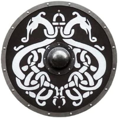 Dřevo a ocel Vikingské kulaté štítové brnění Templářský štít dárek černá