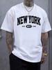 1pc Unisexs Clothes New York Letter Print White TShirt, Unisex Casual Crew Neck Tshirt, Plus Size Unisex's Clothing 5XL, Lightweight 2