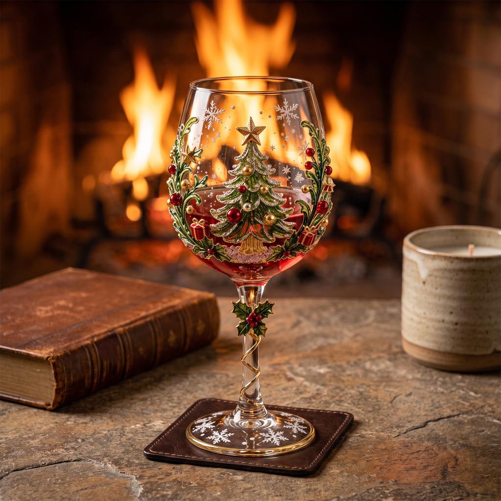 Christmas Stemless Wine Glasses Holiday Glassware Christmas Glass Art Cup for Coffee Cocktails Whiskey Soda