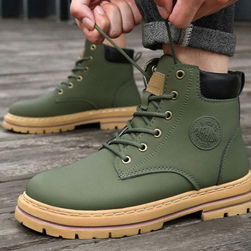 Fashion High Quality Men's Leather Boots with Round Toe Fashionable Platform Boots for Teenagers High Top Casual Boots Men's Shoes Botas