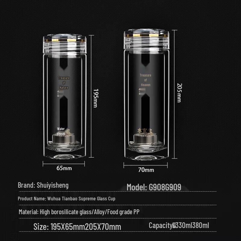 Shui Yi Sheng G909 Double-Layer Borosilicate Glass Tea Infuser Bottle