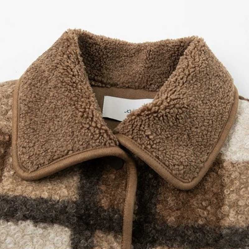 Coat for Women Winter Vintage Plaid Thickened Casual Oversize Double Layer Windbreaker Jacket