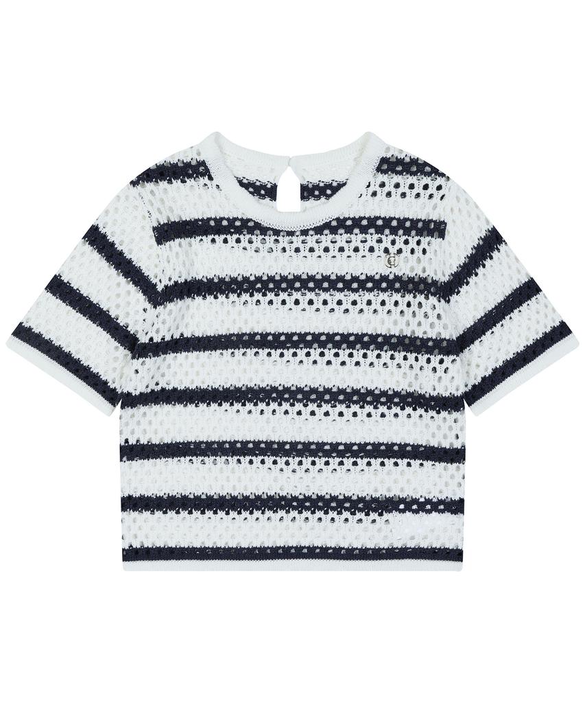 HARDCORE HAPPINESS Signature Stripe Crop Knit_Navy
