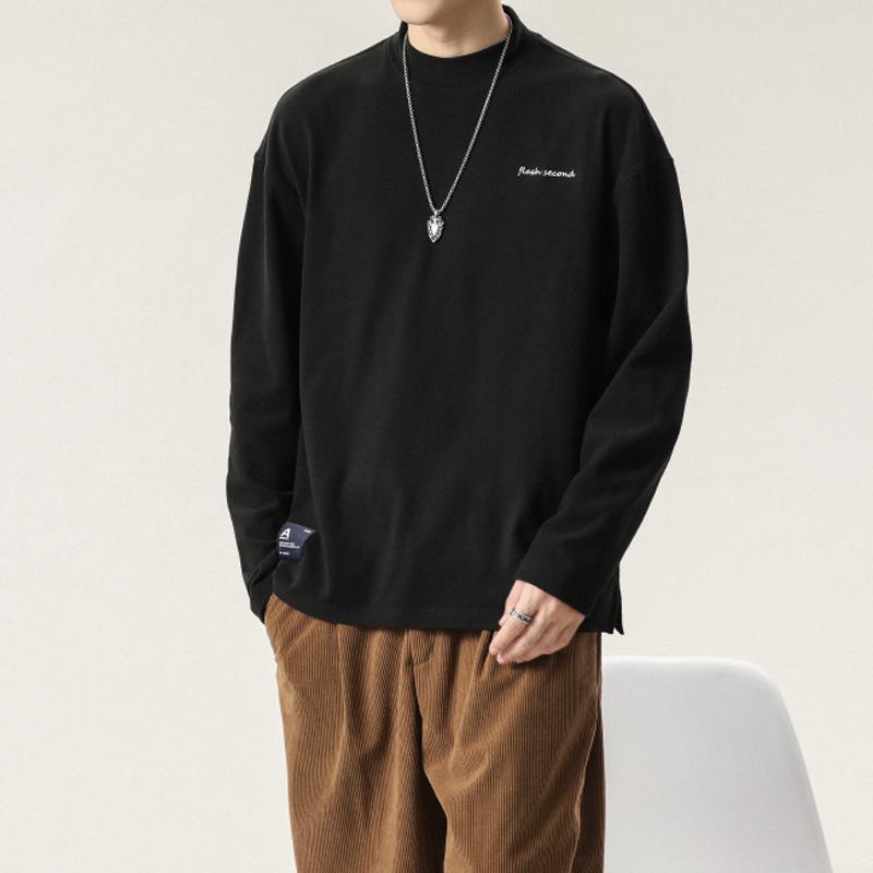 

Мужская свободная фактурная футболка с длинным рукавом в стиле casual XXL чёрный