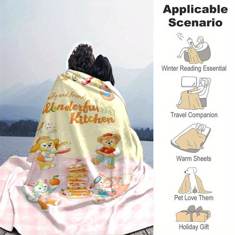 1pc, Duffy and Friends (11) Home Decor Flannel Blanket Perfect Gift for Bedroom, Living Room, Travel, Camping, Car
