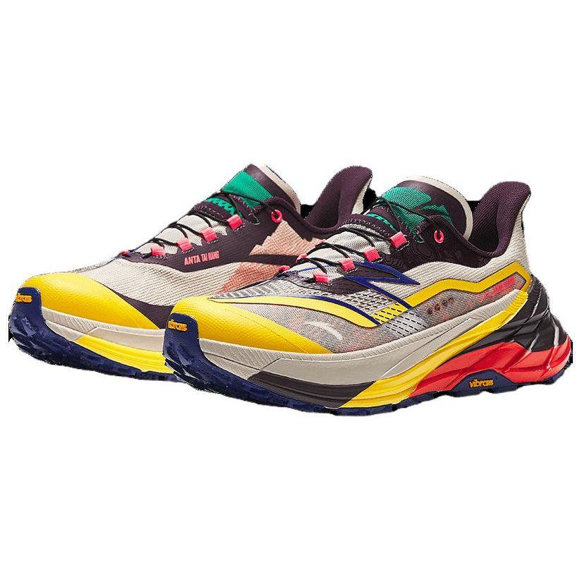 Anta Trendy Comfortable Shock Absorbing Durable Low Top Trail Running Shoes Men sneaker White Yellow 112425533S-1