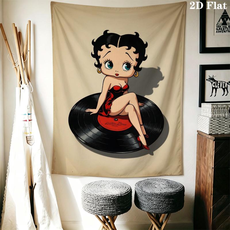 betty boop Wall Tapestry Aesthetic Wall Hanging Printed Fabric Blanket Decorative Tapestries for Bedroom Living Room Home Decor