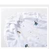 Summer Fashion Men Shirts Short Sleeve White Shirt Youth Streetwear Embroidery Funny Shirt Lapel Collar Pure Cotton Casual Tops with Pocket