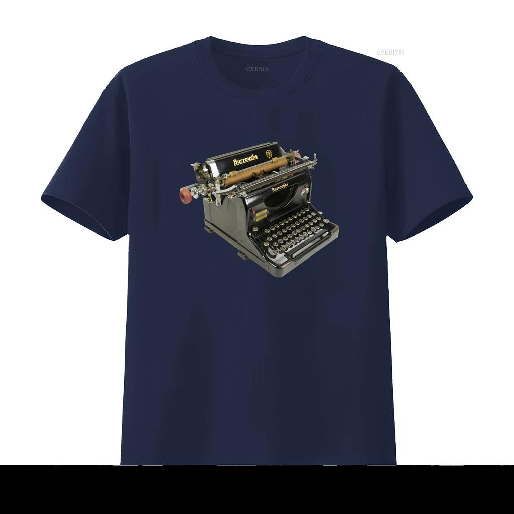 Vintage Burroughs Typewriter T Shirt for Retro Tech Lovers vintage Washed streetwear designer clothes Versatile Casual Stylish