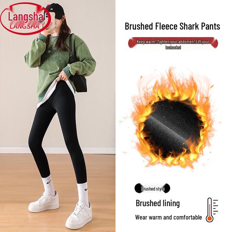 Langsha Women s Fleece-lined Stirrup Leggings L (100-125 lbs)