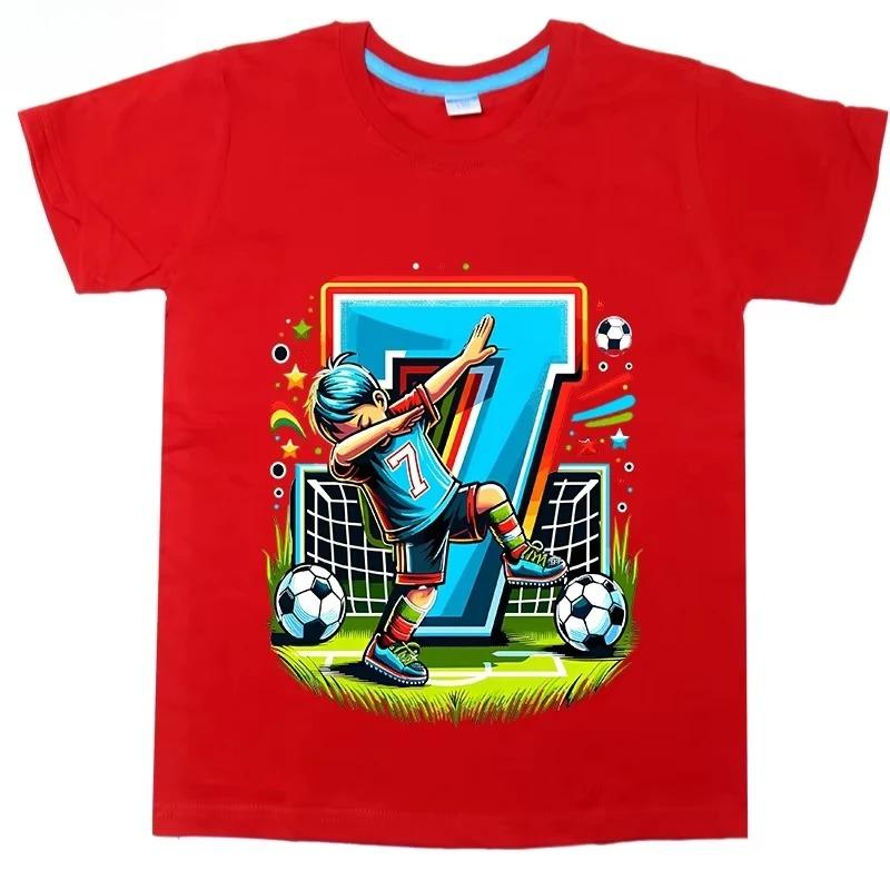 Summer Fashion Football Boy Cartoon Print Childrens Tshirt New Summer Style 100 Cotton Breathable Shortsleeved Shirt