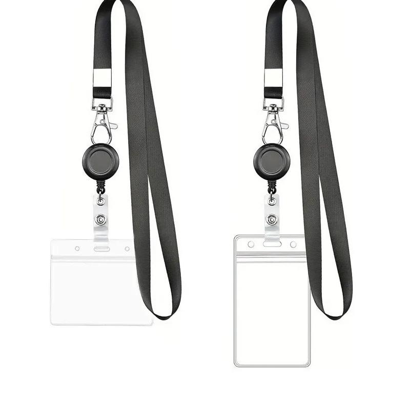 1/2 Pcs Card Holder With Hanging Rope Waterproof PVC Scalable Chest Buckle For Work ID And Name Tags Card Storage Supplies