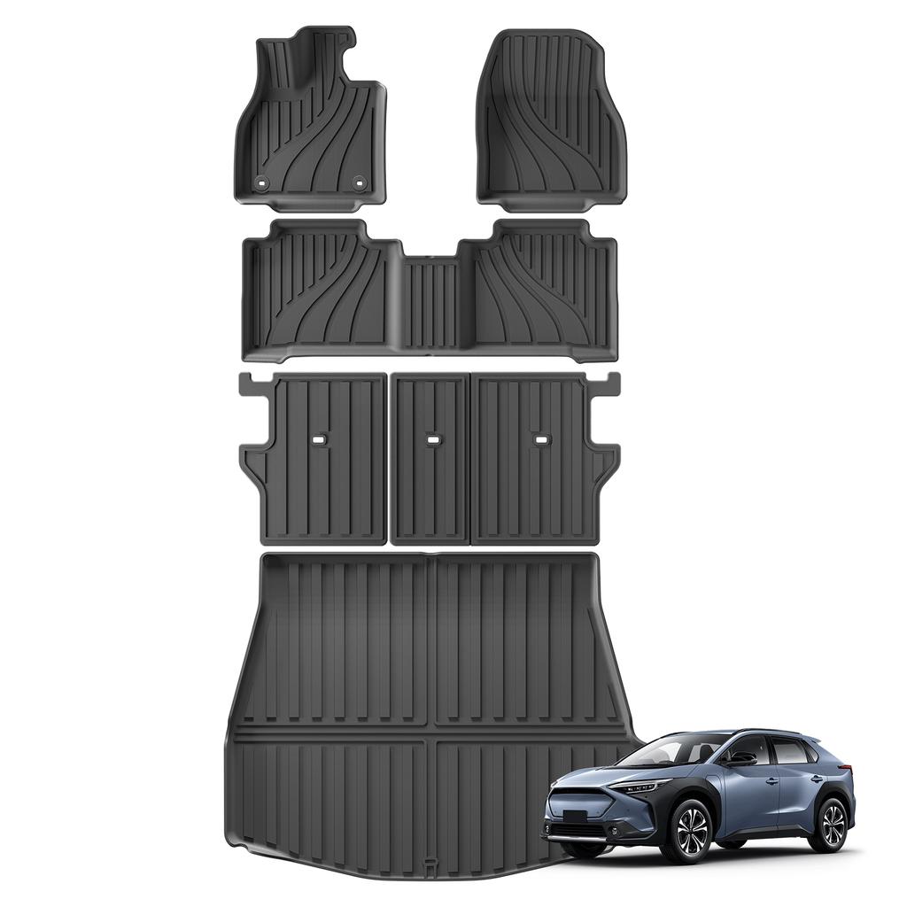 LUCKEASY for Subaru Solterra for Toyota BZ4X 2023 2024 2025 TPE 3D Car Floor Mats Cargo Liner Trunk/Backrest Pad Waterproof