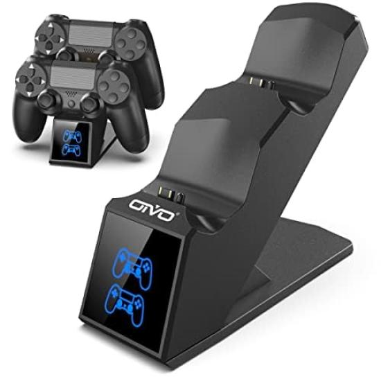 

Зарядний пристрій для контролера PS4 OIVO Зарядна станція PS4 Може заряджати два контролери одночасно Зі світлодіодним індикатором Зарядний пристрій для контролера PS4 для зберігання PS4 чорний