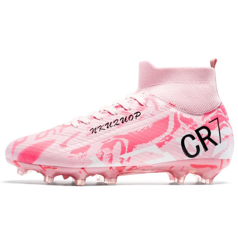 Large Size High Top Football Shoes Youth Students Outdoor Sports AG Spikes Professional Game Training Football Shoes