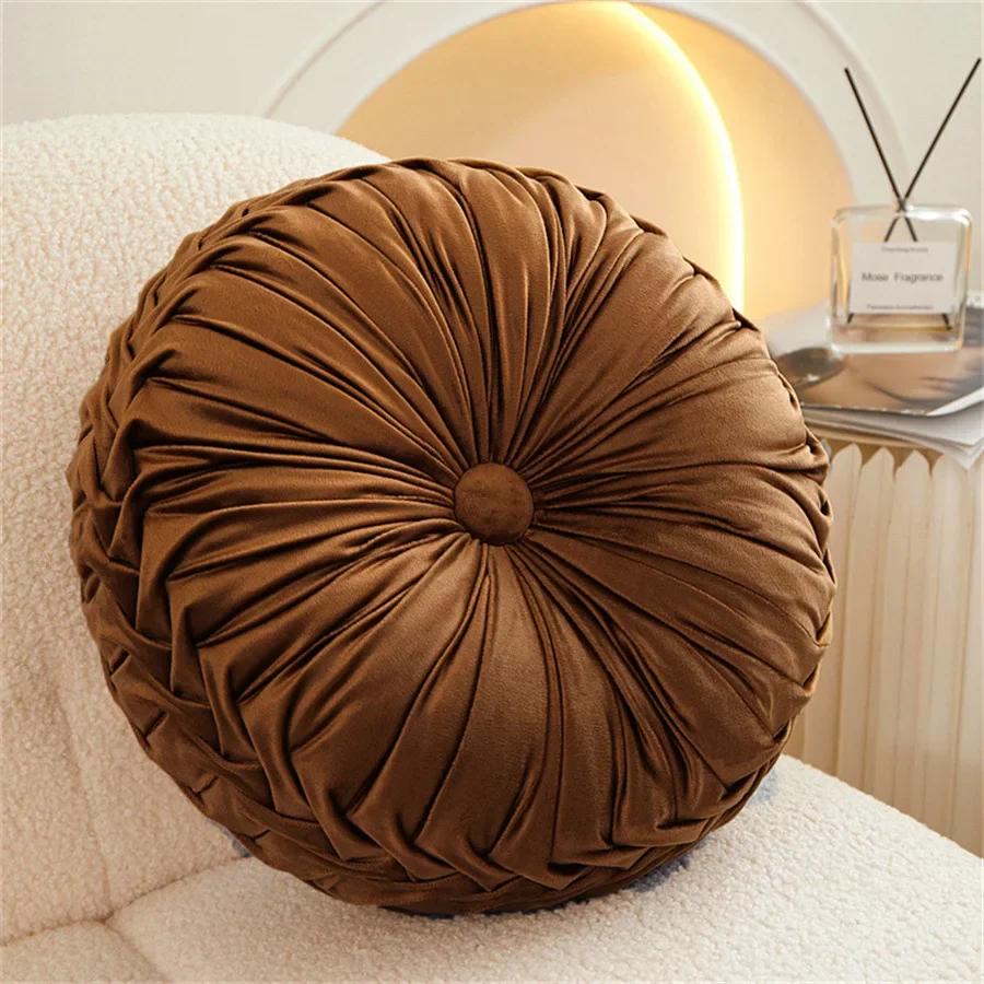 Velvet Pillow Round Pumpkin Seat and Back Cushions Lumber Support for Sofas Chairs Beds Cars Colorful Floor Cushions Home Decor