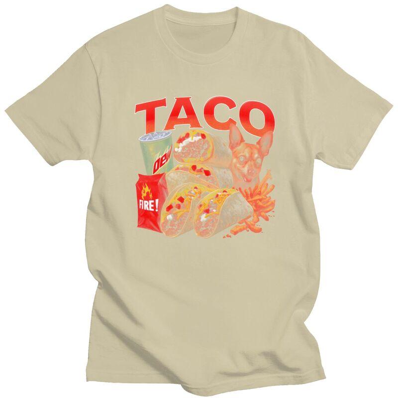 Mens Taco Bell Meme Dog T Shirt Round Neck Pure Cotton Short Sleeve Tee Shirt Casual Loose Oversized Summer Tyle Clothing