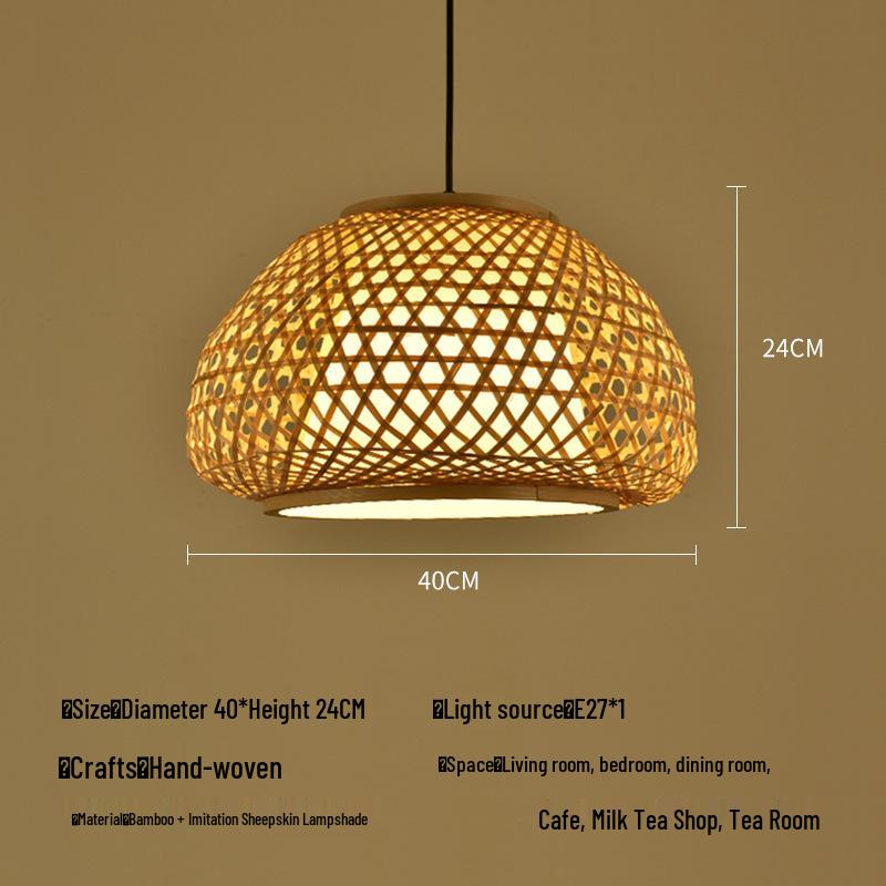 Bamboo Rattan Pendant Lamp: New Chinese & Japanese Style Zen Lighting for Tea Room & Dining, Antique Lantern Design.