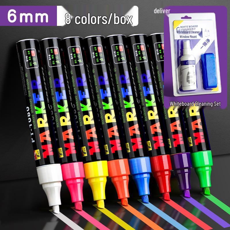 Набор светодиодных флуоресцентных маркеров-хайлайтеров и маркеров для стекла для светящихся досок