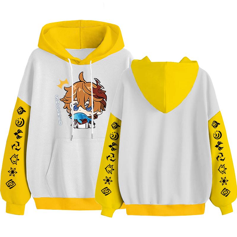 Harajuku Game Genshin Impact Tartaglia Hoodie Printed Women Men Fashion Kawaii Boy Head Poster Long Sleeve Streetwear Man Sweatshirts