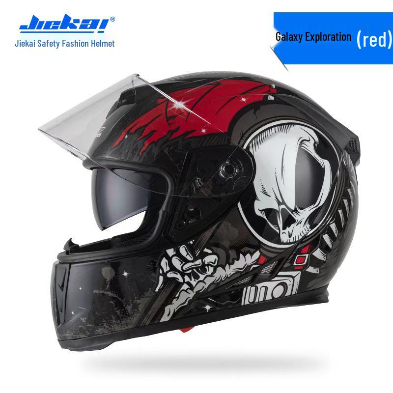 Jiekai Full Face Electric Motorcycle Helmet - Unisex, All-Season Racing Safety