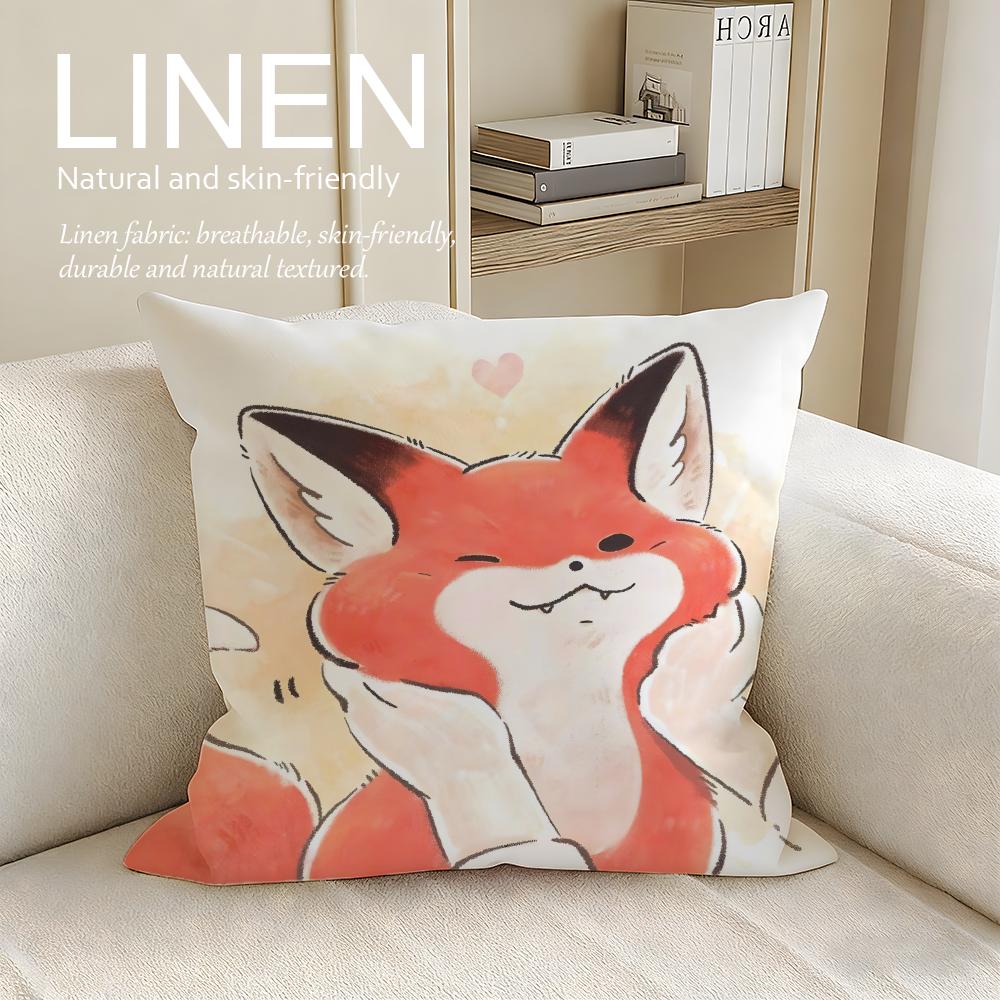 Cute Bokko Fox Cushion Cover Pillowcase Set Pcs x x Breathable Washable Sofa Cushion Cover