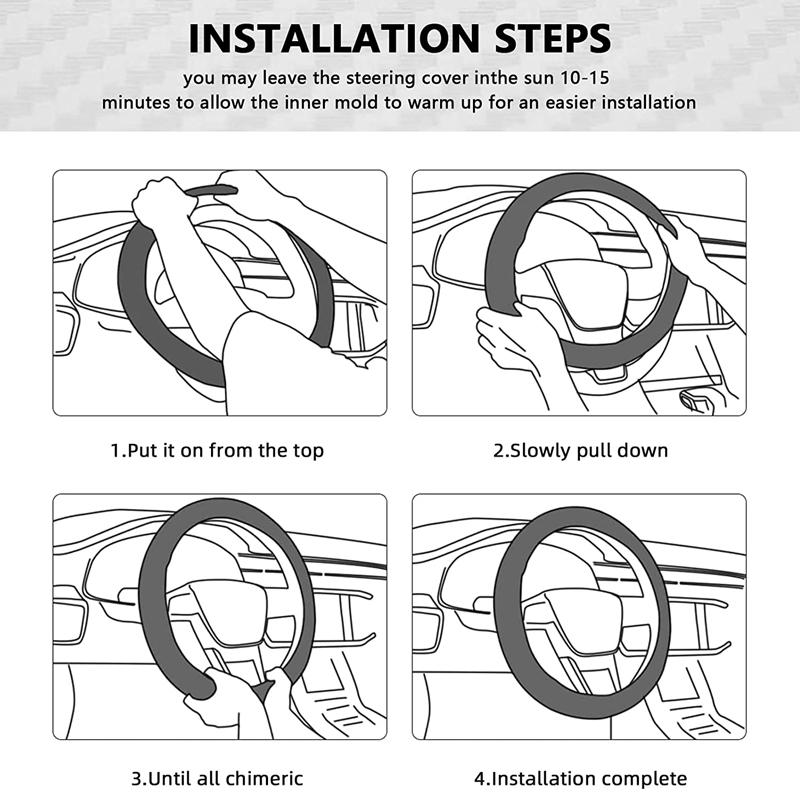 Sport Leather Steering Wheel Cover 37-39cm Universal Breathable for Car Truck SUV Van, Anti Slip Odorless Car