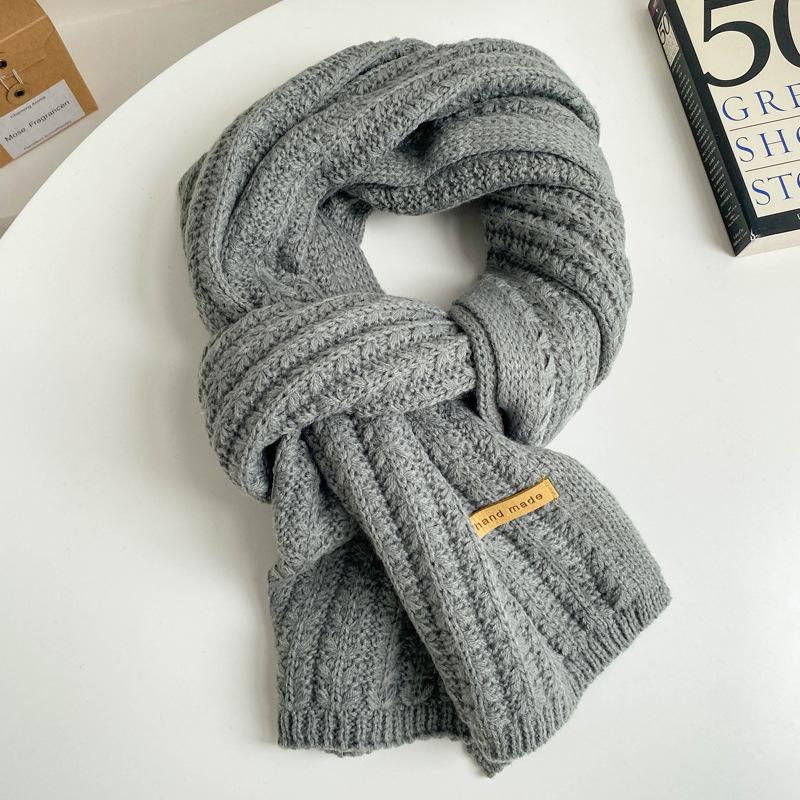 Versatile knitted wool red scarf women's new winter high-end warm couple scarf student