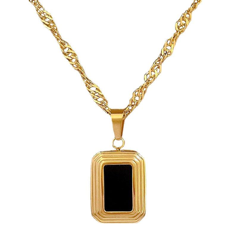 Titanium Steel Cold Wind Square Personality Minimalist Wind Furnace Real Gold Necklace Female Collarbone Chain