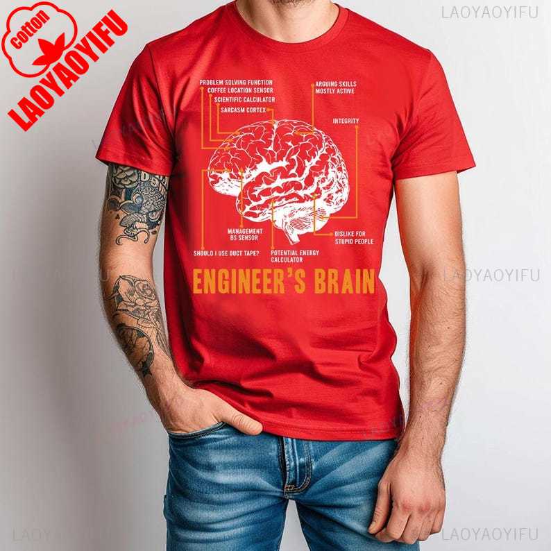 Engineers Brain Engineer Shirt Graphic T Shirts Funny Shirts Summer Cotton Tee Tops Ropa Hombre Harajuku Vintage Shortsleev S
