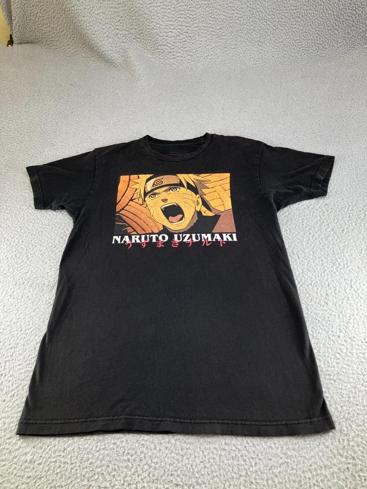 Naruto Uzumaki Shirt Mens Medium Black Graphic Tee Shippuden Collection Unisex T-Shirt XXL