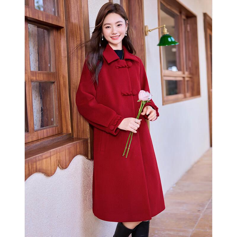 Si Shui Nian Hua Women's Elegant Mid-Length Wool Blend Coat