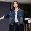 2025 Women's Blue Retro Denim Stand Collar Jacket - Spring & Autumn Casual Fashion (LU8930)