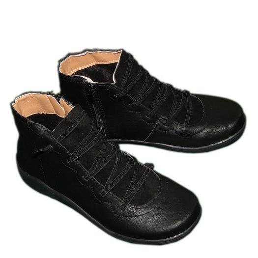 Winter 2024 New Women's Genuine Leather Flat Shoes Women's Retro Short Boots Fashion Matching Fur Women's Lace Up Boots