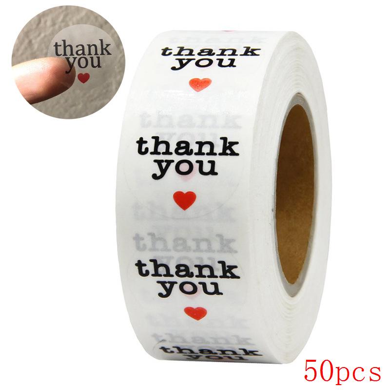 50-500Pcs Labels 1Inch Clear Gold Foil Thank You Stickers For Wedding Pretty Gift Cards Envelope Sealing Label Stickers