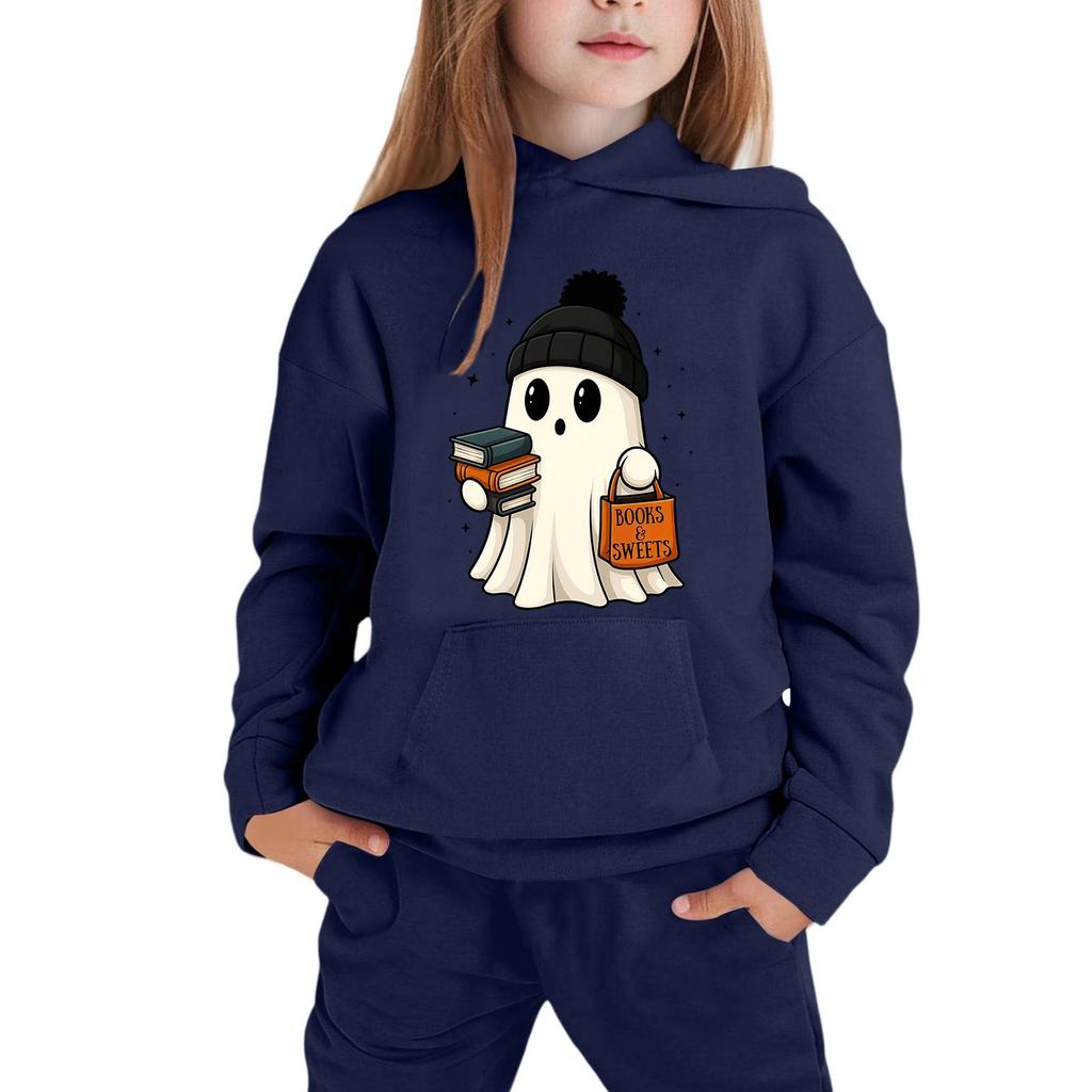 Kids Halloween Hoodie with Ghost Print Long Sleeve Pullover Sweatshirt for Boys and Girls Soft Comfortable Casual Top