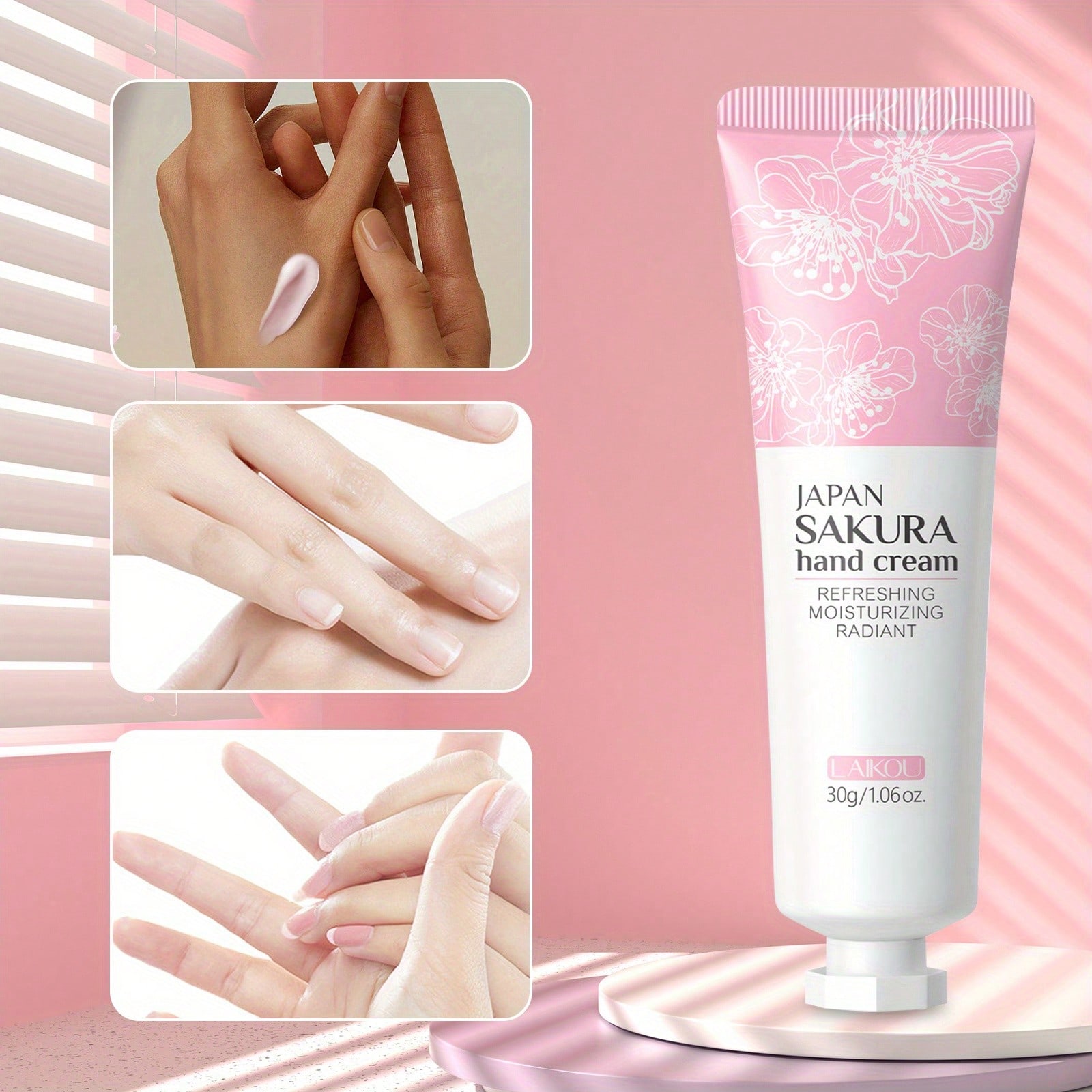 

Крем для рук Sakura с витамином C Экстракт цветков сакуры 72 часа увлажнения Быстро впитывается Нежирный Зимний уход Незаменимый подарок для женщин девушек 30g