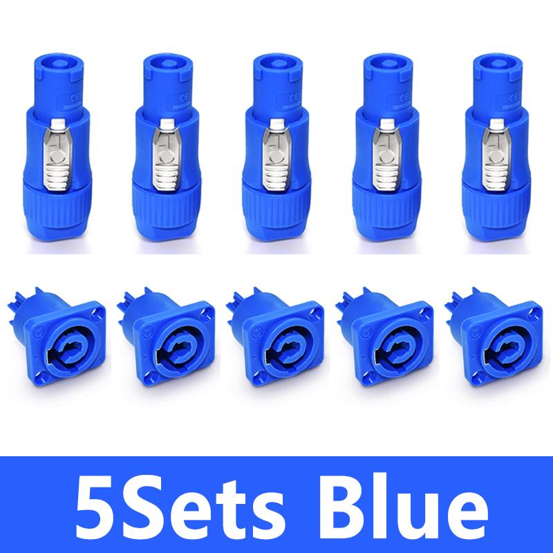 NAC3FCA NAC3FCB 3Pin Power Connector LED Speakon Male Plug Blue (Input)+White (Output) Plug+Female Socket 20A 250VAC