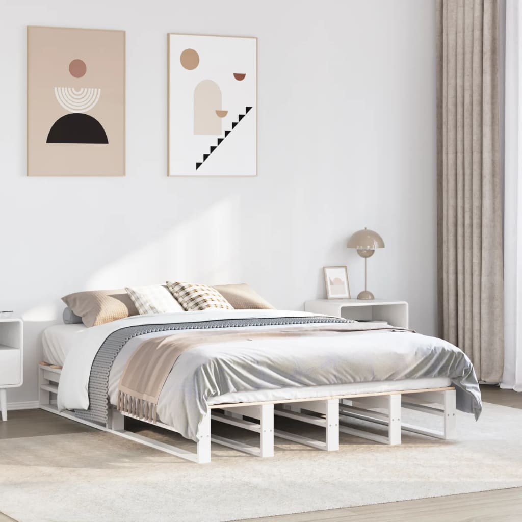Solid Wood Bed Frame without Mattress White 120 x 200 cm Pine Wood