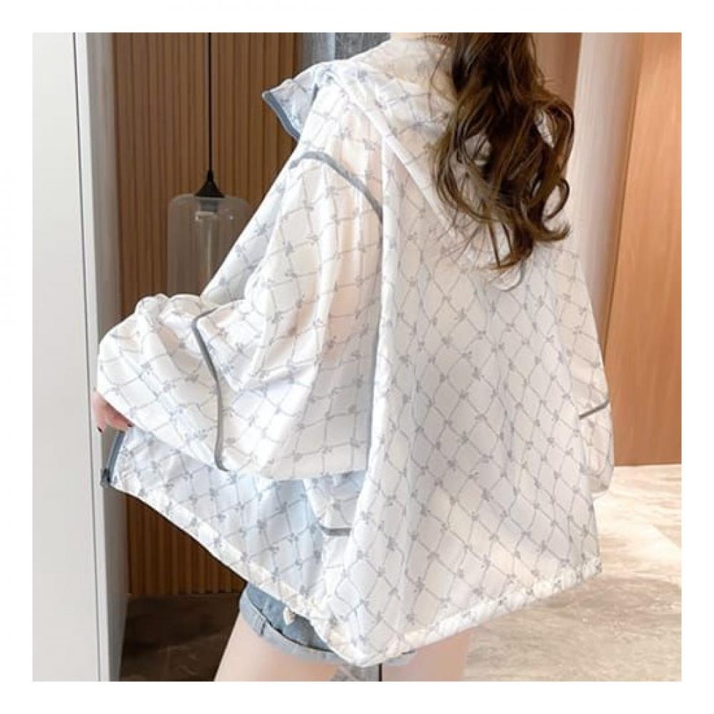 Navava Nc108 Thin Diamond Pattern Long Sleeve Summer Hoodie Zip Up