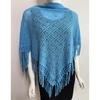 Women's Hollowed Knitted Triangular Scarf Imitation Cashmeres Soft Winter Shawl Wrap Neckerchief Blanket with Fringes