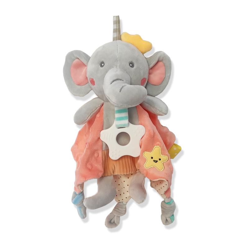 Baby Security Blanket with Rattle, Chewable Teething Toy for Newborns 0-12 Months, Soft Plush Sleep Companion Stuffed Animal